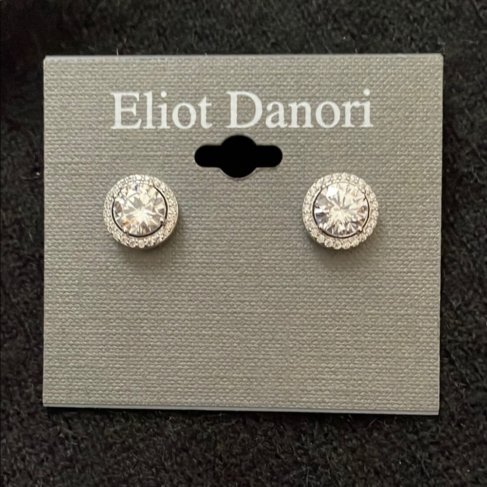 NEW! Eliot Danori Silver and White Crystal Earrings